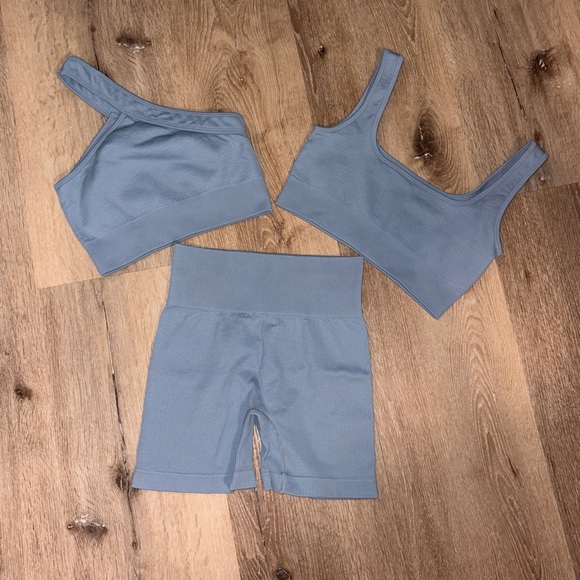 QQQ Blue Sports Bra and Shorts Set - Picture 1 of 1